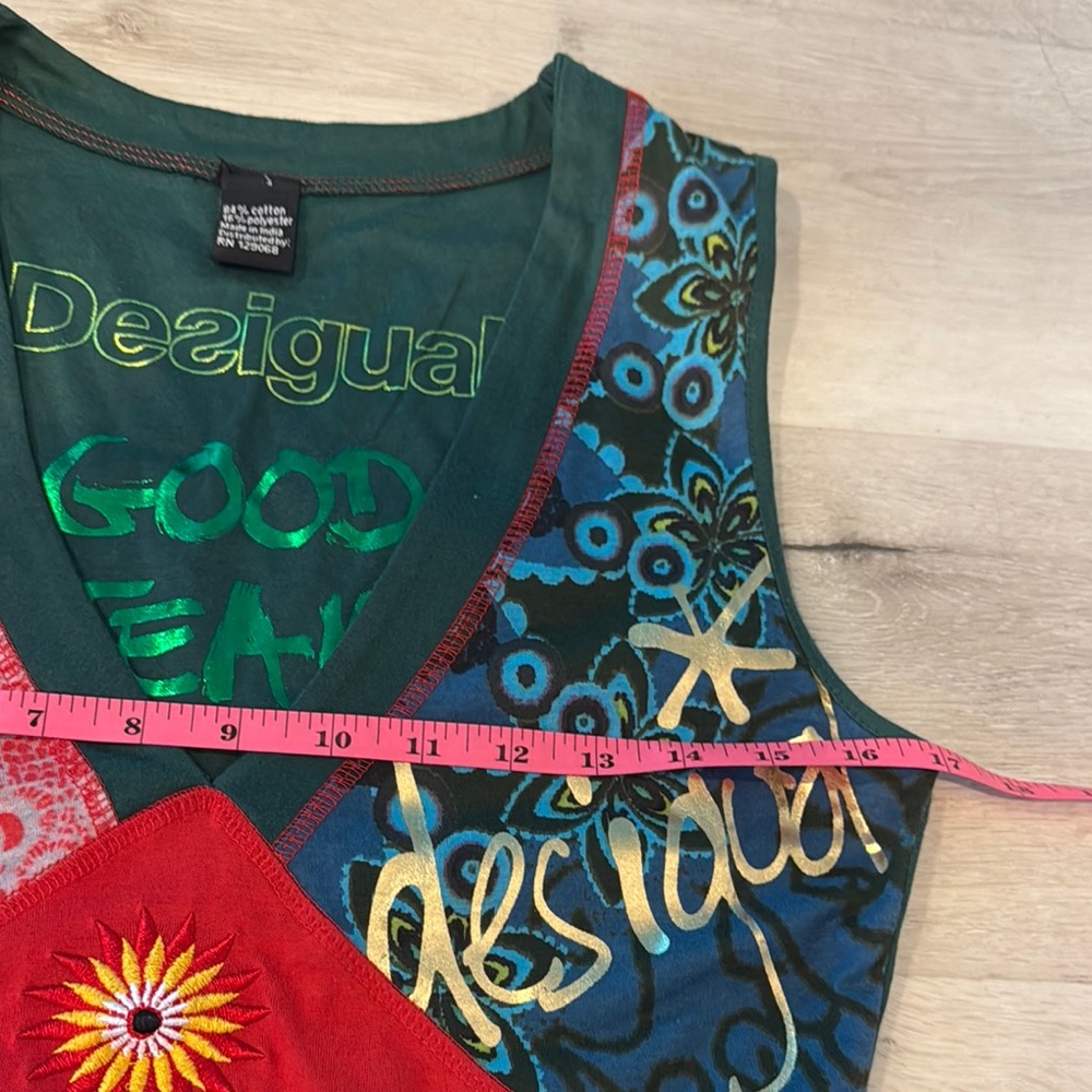 Desigual Boho colorful Sleeveless V-Neck Sundress with beading details. - Picture 11 of 13